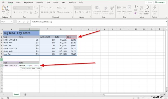 วิธีใช้ฟังก์ชัน DSUM ใน Microsoft Excel 