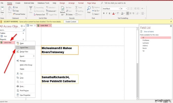 วิธีสร้างป้ายกำกับใน Microsoft Access 