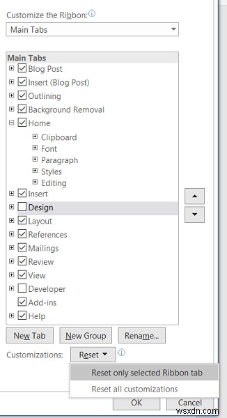 จะรีเซ็ต Ribbon Customizations เป็นค่าเริ่มต้นใน Microsoft Office ได้อย่างไร 