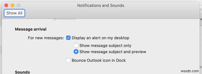 การแจ้งเตือนของ Outlook ไม่ทำงานบน Mac 