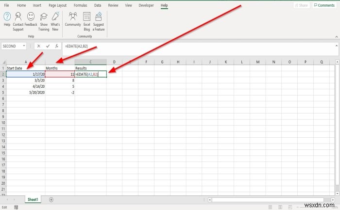 วิธีใช้ฟังก์ชัน EDATE และ EOMONTH ใน Excel 