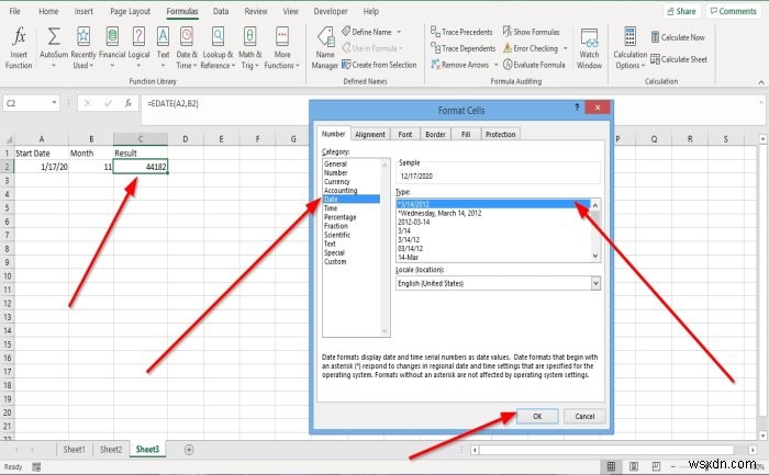 วิธีใช้ฟังก์ชัน EDATE และ EOMONTH ใน Excel 