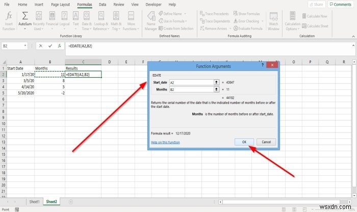 วิธีใช้ฟังก์ชัน EDATE และ EOMONTH ใน Excel 