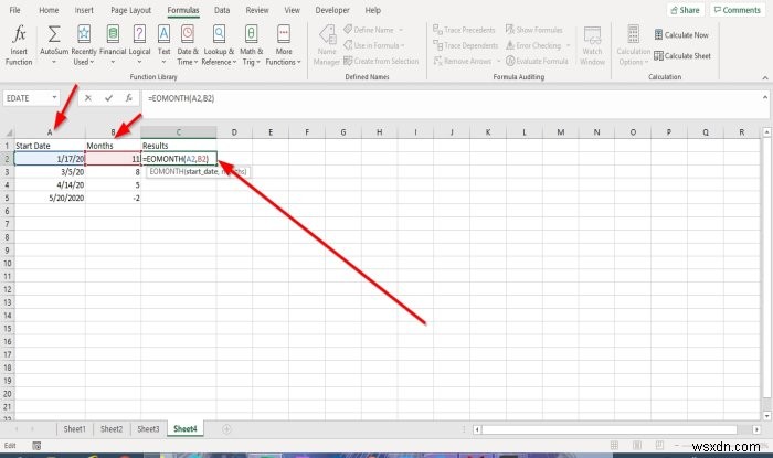 วิธีใช้ฟังก์ชัน EDATE และ EOMONTH ใน Excel 