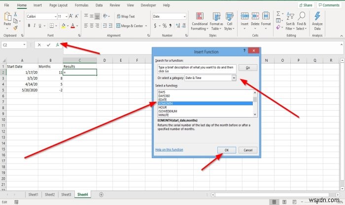 วิธีใช้ฟังก์ชัน EDATE และ EOMONTH ใน Excel 