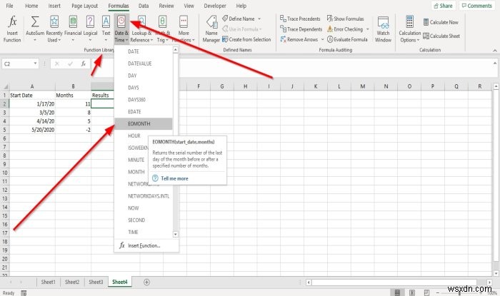 วิธีใช้ฟังก์ชัน EDATE และ EOMONTH ใน Excel 