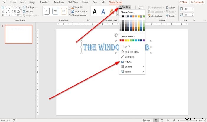 วิธีเพิ่มรูปภาพภายในข้อความใน Microsoft PowerPoint 