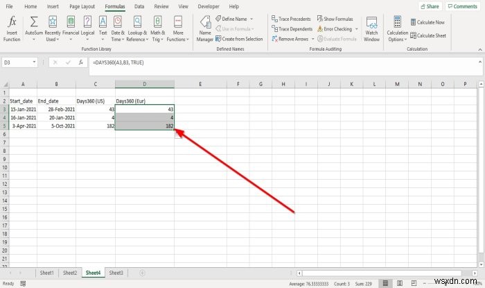 วิธีใช้ฟังก์ชัน DAYS และ DAYS360 ใน Microsoft Excel 