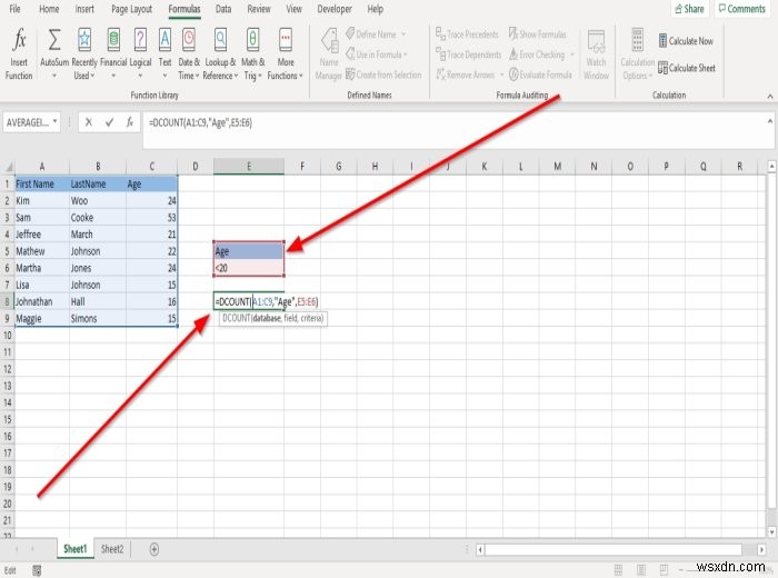 วิธีใช้ฟังก์ชัน DCOUNT และ DCOUNTA ใน Microsoft Excel 