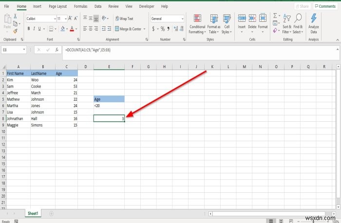 วิธีใช้ฟังก์ชัน DCOUNT และ DCOUNTA ใน Microsoft Excel 