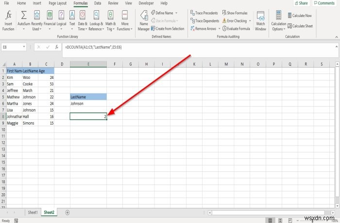 วิธีใช้ฟังก์ชัน DCOUNT และ DCOUNTA ใน Microsoft Excel 