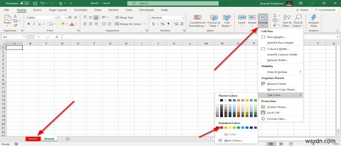 วิธีการเปลี่ยนสีของแผ่นงาน Excel Tab 