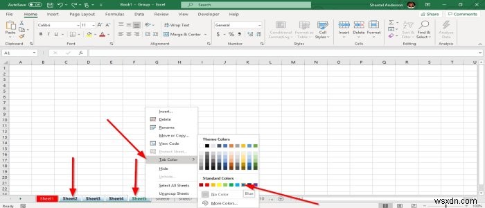 วิธีการเปลี่ยนสีของแผ่นงาน Excel Tab 