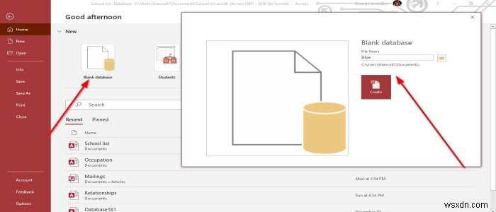 วิธีสร้างฐานข้อมูลใน Microsoft Access 