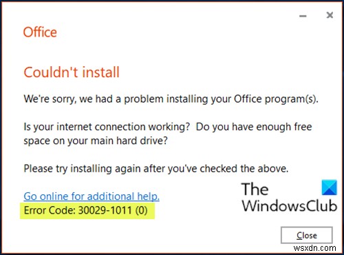 แก้ไขรหัสข้อผิดพลาดของ Microsoft Office 30029-4, 30029-1011, 30094-1011, 30183-39, 30088-4 บน Windows 10 