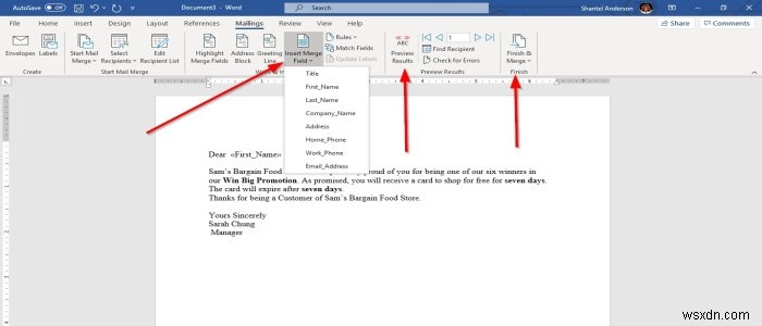 วิธีใช้ Mail Merge for Letters ใน Microsoft Word 