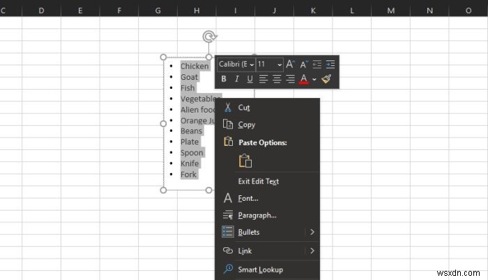 วิธีเพิ่มสัญลักษณ์แสดงหัวข้อย่อยให้กับข้อความใน Microsoft Excel 