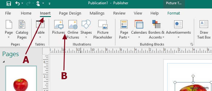 เพิ่ม ย้าย และแก้ไขรูปภาพหรือรูปภาพใน Microsoft Publisher 