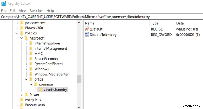 จำกัด Office 365 Telemetry โดยใช้ Registry และ Group Policy 