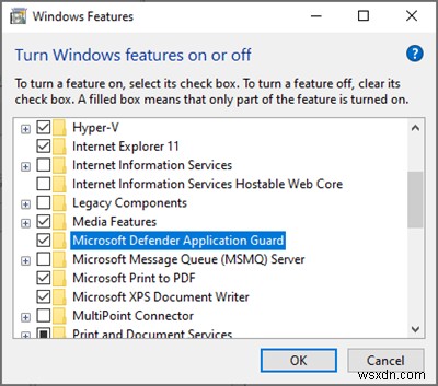 เปิดหรือปิดใช้งาน Microsoft Defender Application Guard สำหรับ Office 