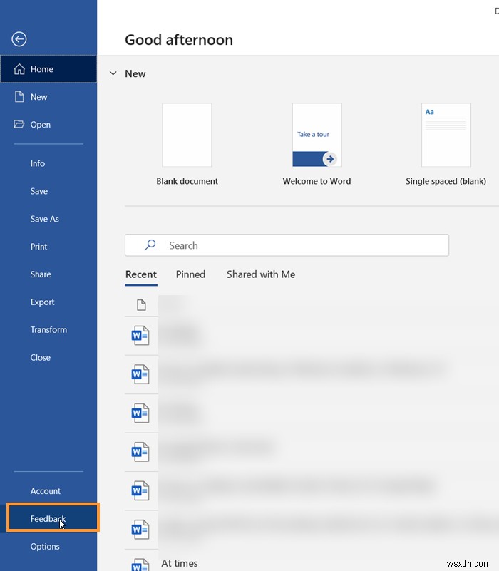 วิธีให้คำติชมแก่โปรแกรม Microsoft for Office 