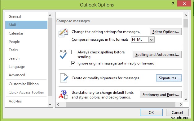 ไม่สามารถเพิ่มลายเซ็นอีเมลใน Outlook บน Windows 11/10 