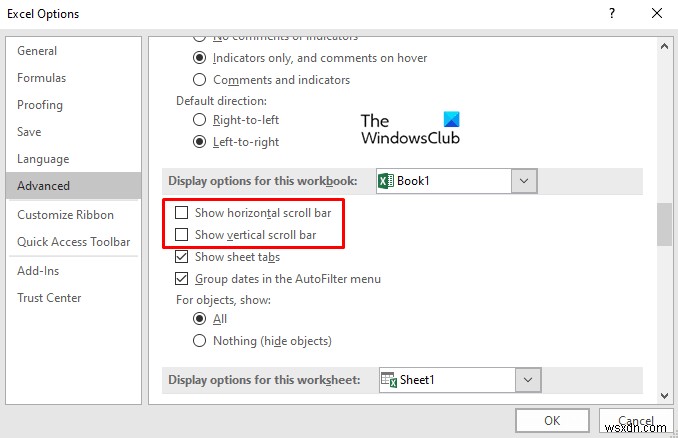 วิธีแสดงหรือซ่อนแถบเลื่อนในสเปรดชีต Excel 