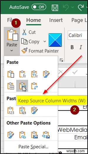 วิธีคัดลอกความกว้างคอลัมน์จากแหล่งที่มาไปยังสเปรดชีตอื่นใน Excel 