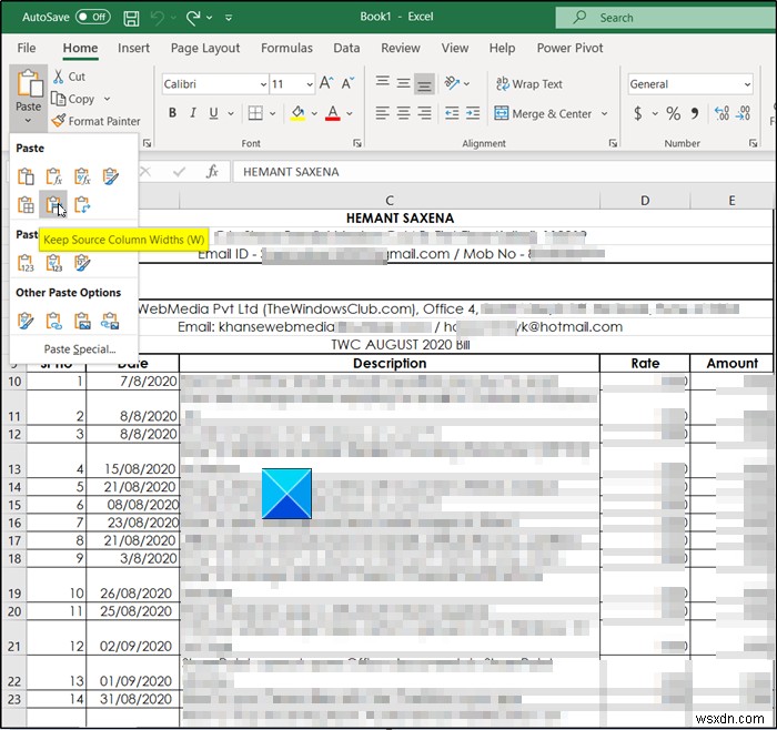 วิธีคัดลอกความกว้างคอลัมน์จากแหล่งที่มาไปยังสเปรดชีตอื่นใน Excel 