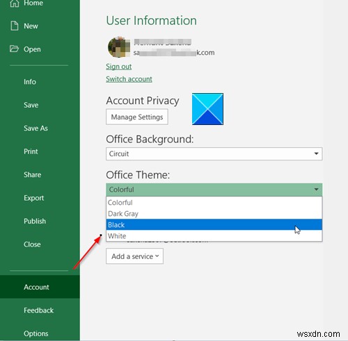 วิธีเปิดใช้งานโหมดมืดใน Word, Excel หรือ PowerPoint 