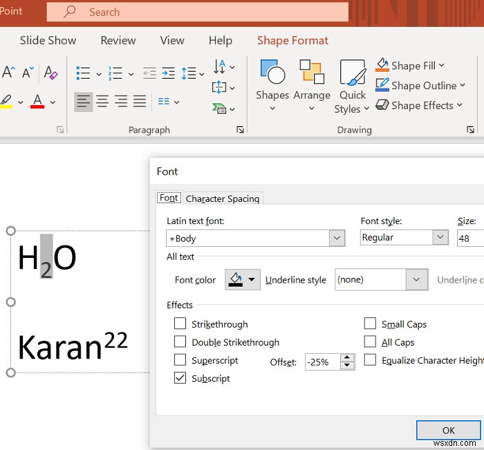 วิธีจัดรูปแบบข้อความเป็นตัวยกหรือตัวห้อยใน Word, Excel และ PowerPoint 