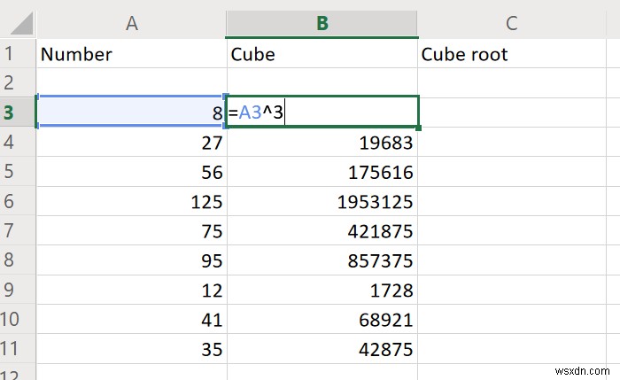 วิธีค้นหา Cube และ Cube Root ของตัวเลขโดยใช้ Excel 