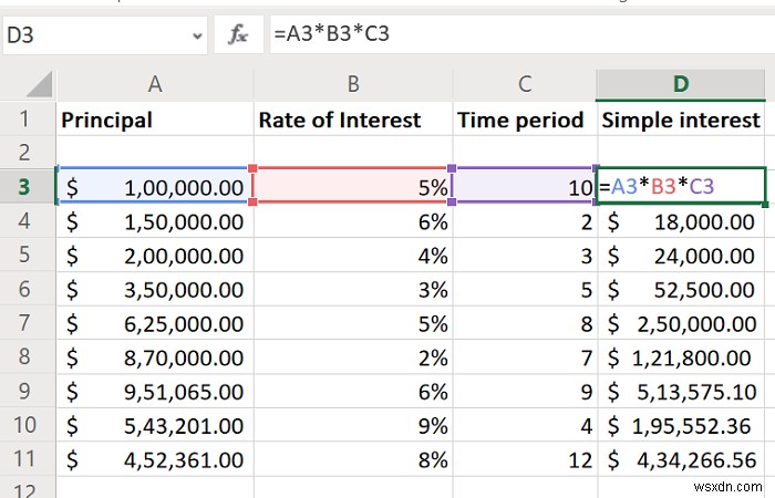 วิธีการคำนวณดอกเบี้ยอย่างง่ายใน Excel 