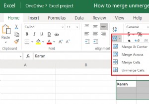 วิธีการผสานและยกเลิกการผสานเซลล์ใน Excel 