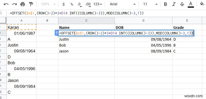 วิธีแปลงคอลัมน์เป็นแถวใน Excel ด้วยสูตร 