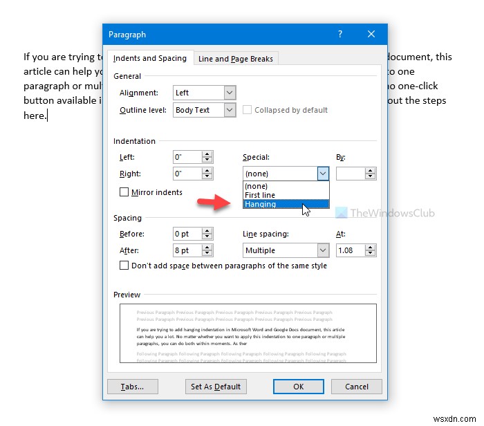 วิธีสร้าง Hanging Indent ใน Microsoft Word และ Google Docs 