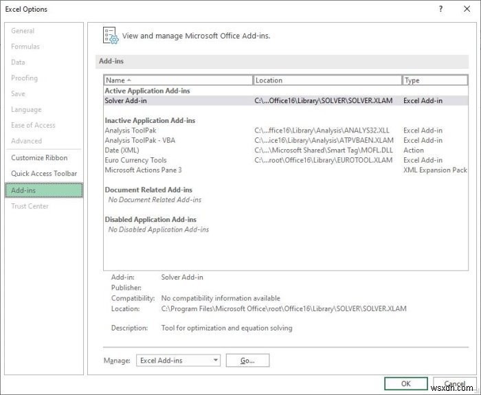 Microsoft Excel แสดงการใช้งาน CPU สูงเมื่อทำงานบน Windows 10 