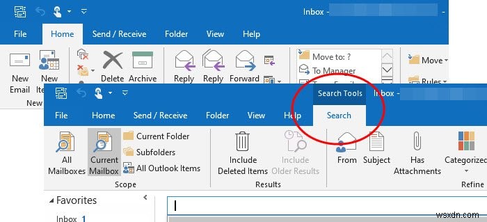 วิธีเพิ่มแท็บค้นหาใน Outlook Ribbon 