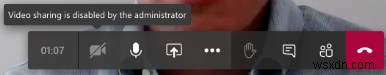 การแชร์วิดีโอถูกปิดใช้งานโดยผู้ดูแลระบบใน Microsoft Teams 
