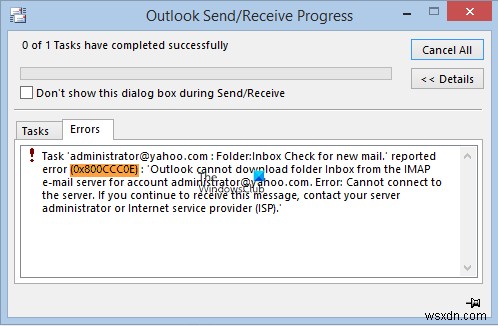 วิธีแก้ไขข้อผิดพลาด Outlook 0x800CCC0E บน Windows 11/10 