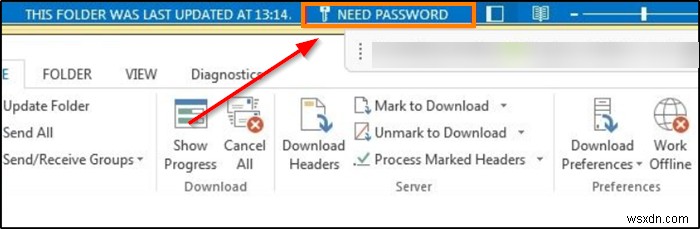 วิธีลบข้อความแสดงข้อผิดพลาด NEED PASSWORD ใน Outlook 