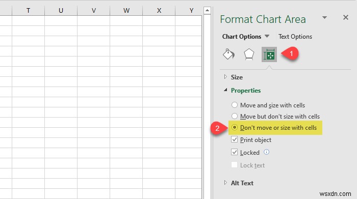 วิธีล็อคตำแหน่งแผนภูมิในสเปรดชีต Excel 