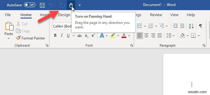 วิธีเปิดใช้งานและใช้ Panning Hand ในแอป Microsoft Office 