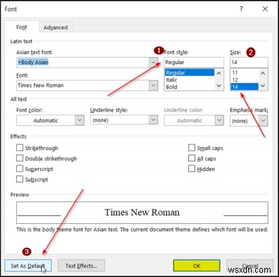 วิธีเปลี่ยนแบบอักษรเริ่มต้นใน Word, Excel, PowerPoint บน Windows 11/10 