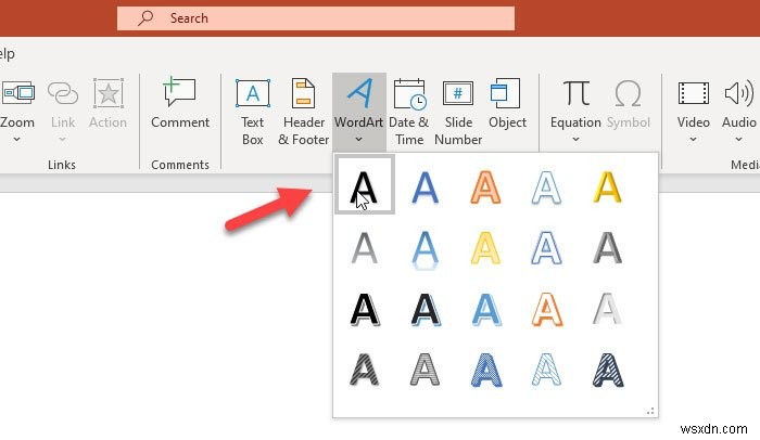 วิธีแทรกข้อความโค้งใน PowerPoint โดยใช้อักษรศิลป์ 