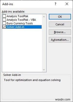 วิธีเปิดใช้งาน Solver add-in ใน Microsoft Excel หากใช้งานไม่ได้ 