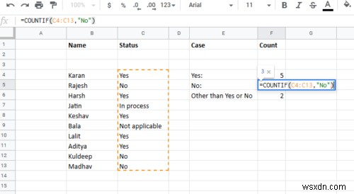 วิธีนับจำนวนรายการใช่หรือไม่ใช่ใน Excel 