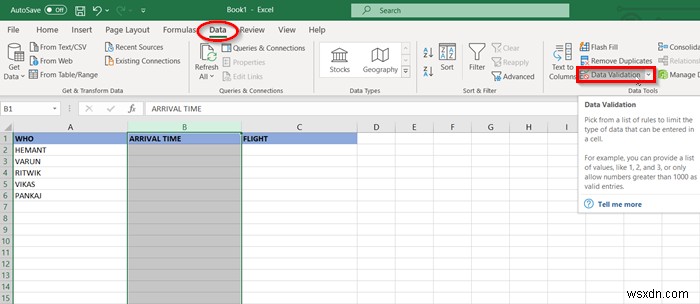 วิธีการใช้การตรวจสอบข้อมูลกับเซลล์ใน Microsoft Excel 