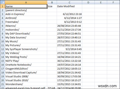 วิธีรับรายการไฟล์ในโฟลเดอร์ไปยัง Excel 