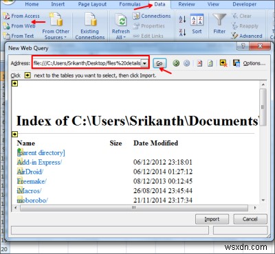 วิธีรับรายการไฟล์ในโฟลเดอร์ไปยัง Excel 